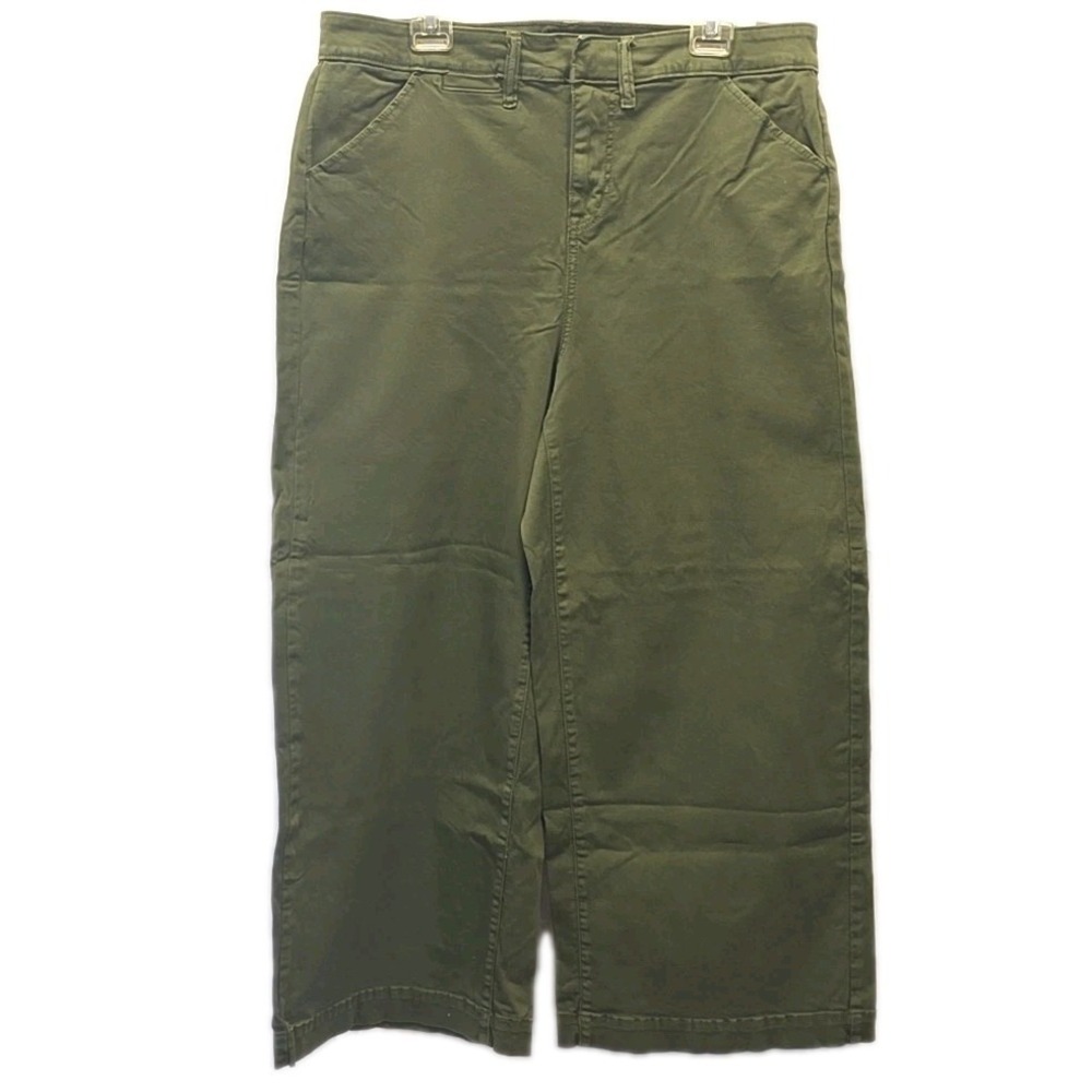 Torrid Olive Green Wide Leg Pants 14S Plus Utility Minimalist Modern Casual Chic